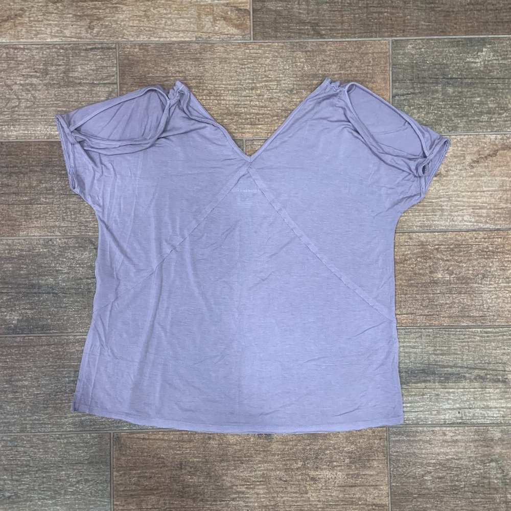 American Eagle Lavender Cold-Shoulder Short-Sleeve Shirt, Size S